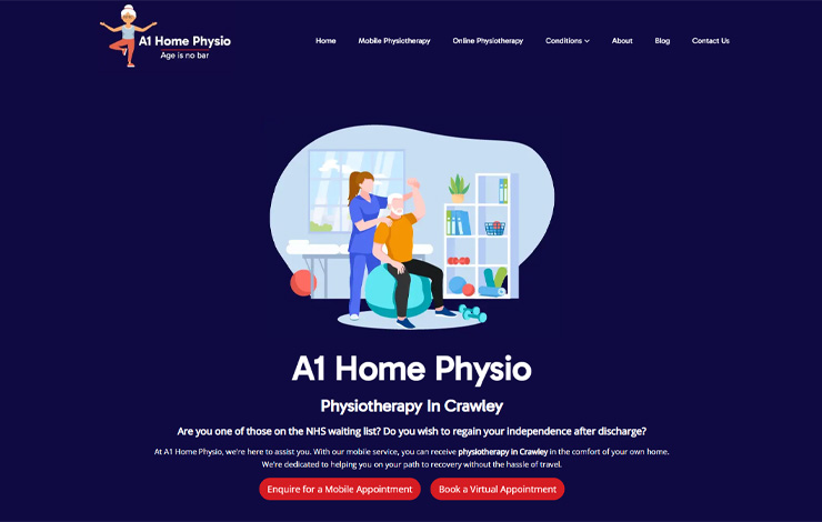 Website Design for Physiotherapy in Crawley | A1 Home Physio