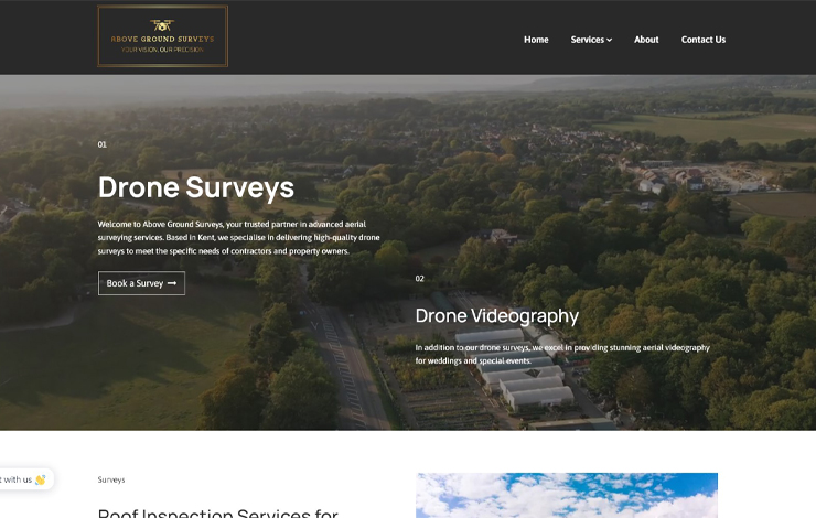 Website Design for Expert Drone Surveys and Videography | Above Ground Surveys