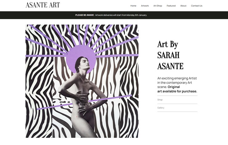 Website Design for Art by Sarah Asante - Contemporary Artist | Asante Art