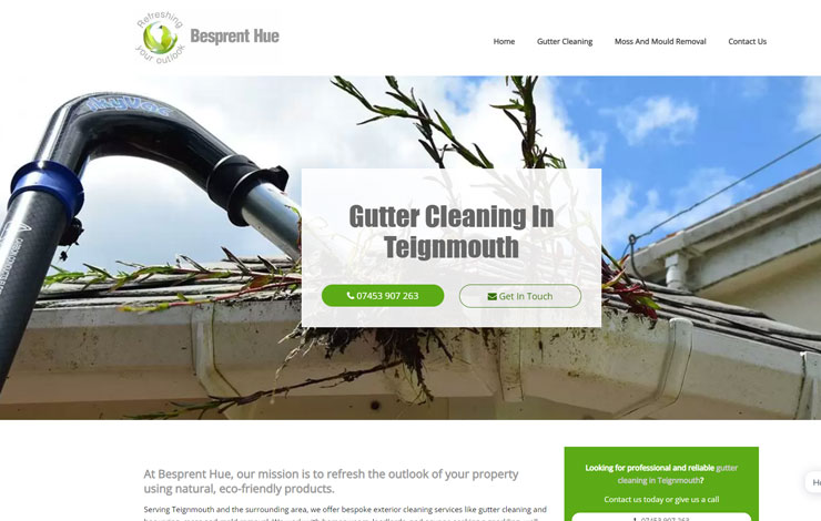 Website Design for Gutter Cleaning in Teignmouth, Exeter | Besprent Hue