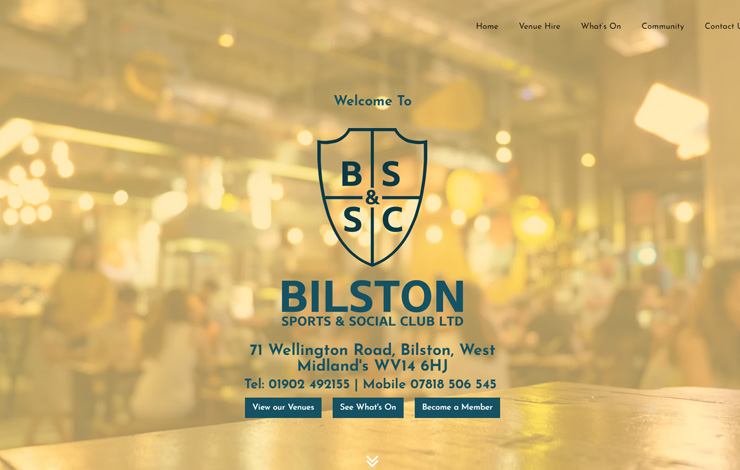 Website Design for Venue for Hire in Bilston | Bilston Sport & Social Club