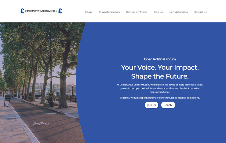 Website Design for Conservative Open Political Forum | Convervative Voices Me.com