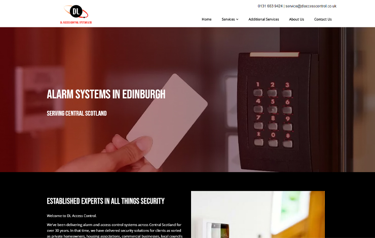 Website Design for Alarm Systems in Edinburgh | DL Access Control Systems Ltd