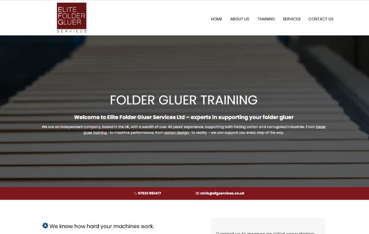 Website Design for Folder gluer training | Elite Folder Gluer Services Limited