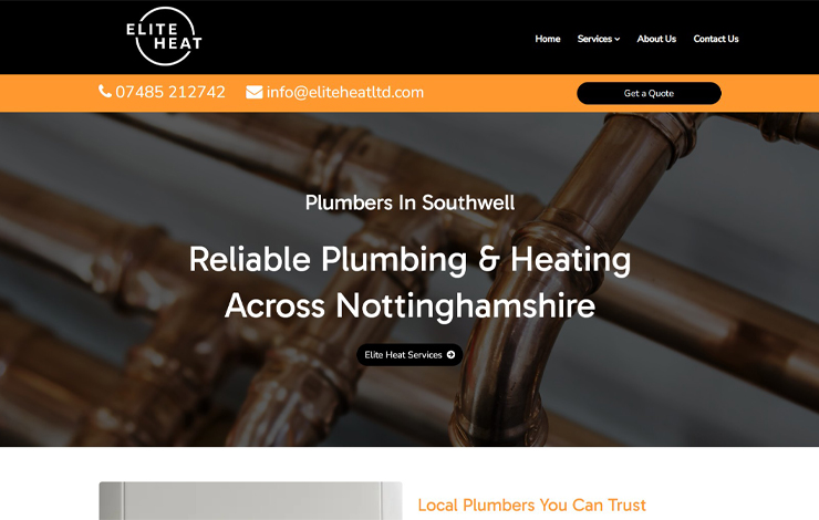 Website Design for Reliable Plumbers in Southwell | Elite Heat Plumbing