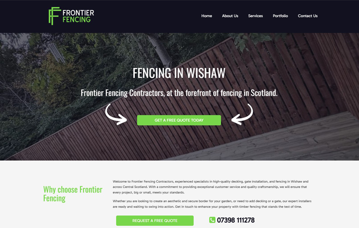 Website Design for Expert Fencing Services in Wishaw | Frontier Fencing Contractors