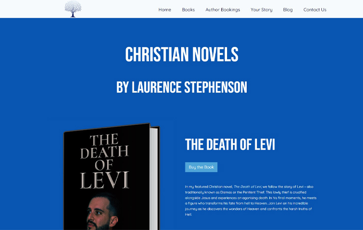 Website Design for The Death of Levi - A Christian Novel | Heaven to Earth Experiences