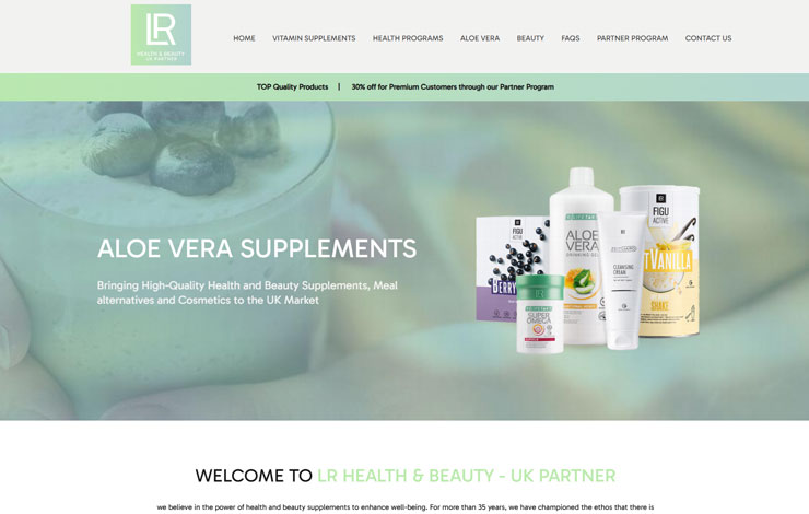 Website Design for Quality Aloe Vera Supplements - LR Health & Beauty UK