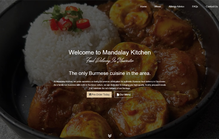 Website Design for Authentic Burmese Food Delivery in Gloucester | Mandalay Kitchen