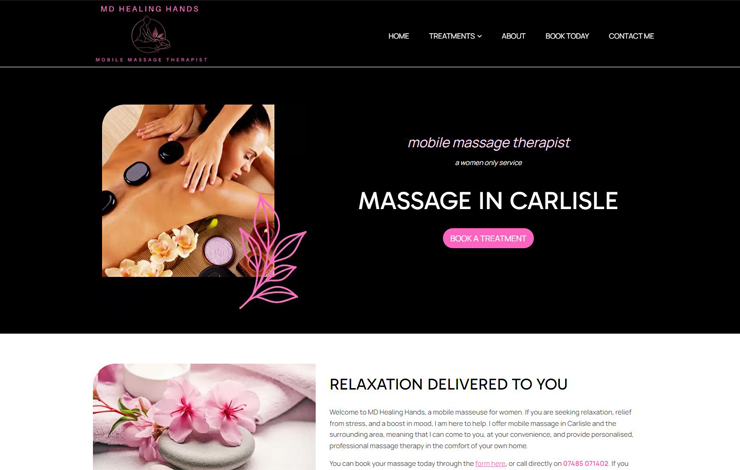 Website Design for Massage in Carlisle | MD Healing Hands