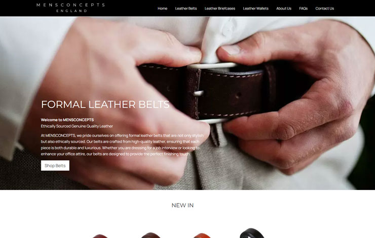 Website Design for Ethically Sourced Formal Leather Belts | Men's Concepts