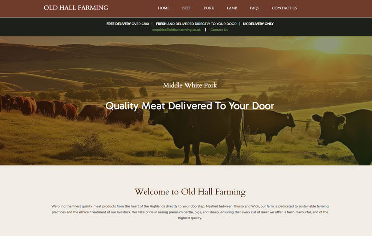 Website Design for Quality Middle White Pork & Shorthorn Beef | Old Hall Farming