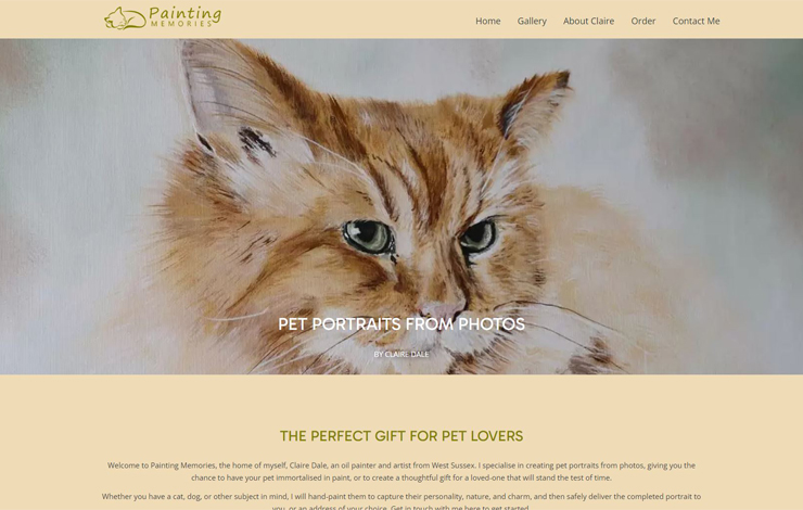 Website Design for Pet portraits from photos | Painting Memories