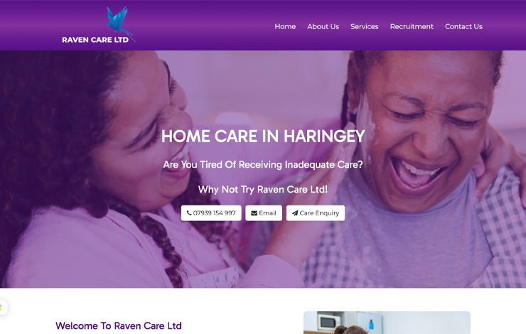 Website Design for Compassionate Home Care in Haringey | Raven Care Ltd