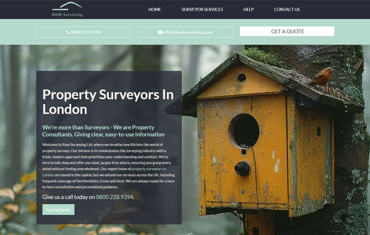 Website Design for Raw Surveying Ltd - Modern Property Surveys in London