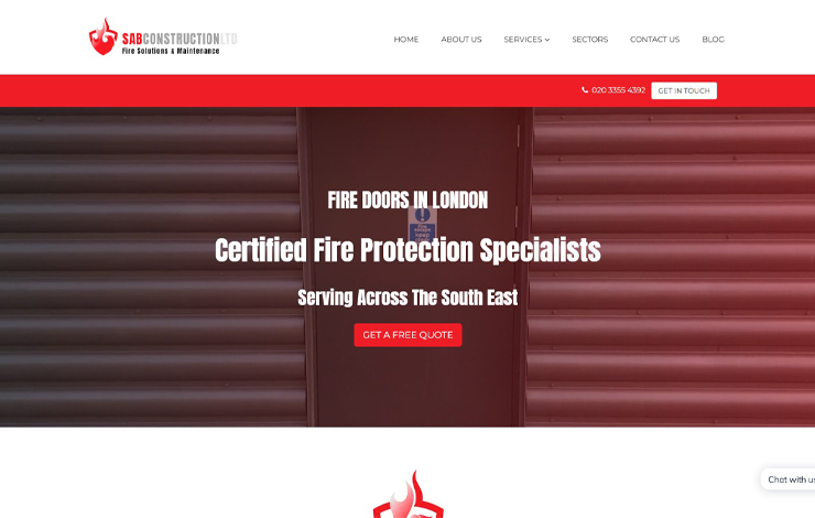 Website Design for Fire Doors in London | Sab Construction Ltd