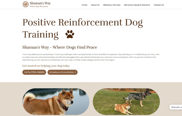 Website Design for Positive Reinforcement Dog Training | Shaman's Way