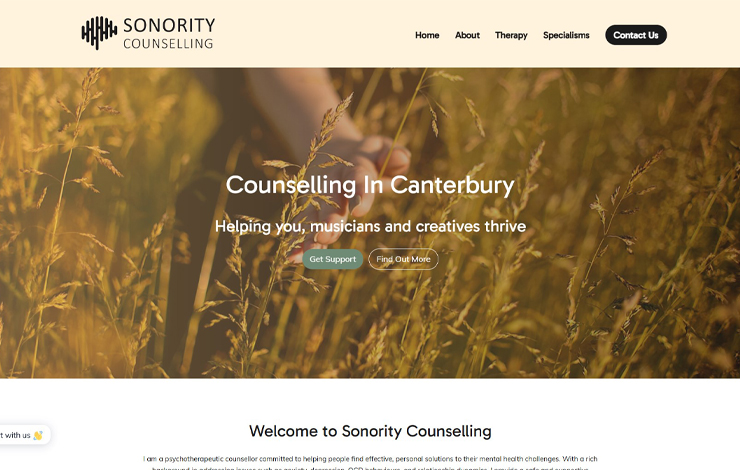 Website Design for Counselling Services in Canterbury | Sonority Counselling