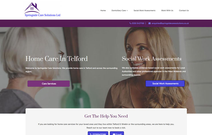 Website Design for Home Care Services in Telford - Springside Care Solutions