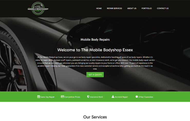 Website Design for Expert Mobile Body Repairs in Essex | The Mobile Bodyshop Essex