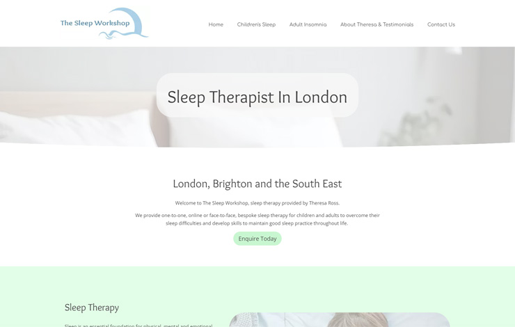 Website Design for Sleep Therapist In London | The Sleep Workshop